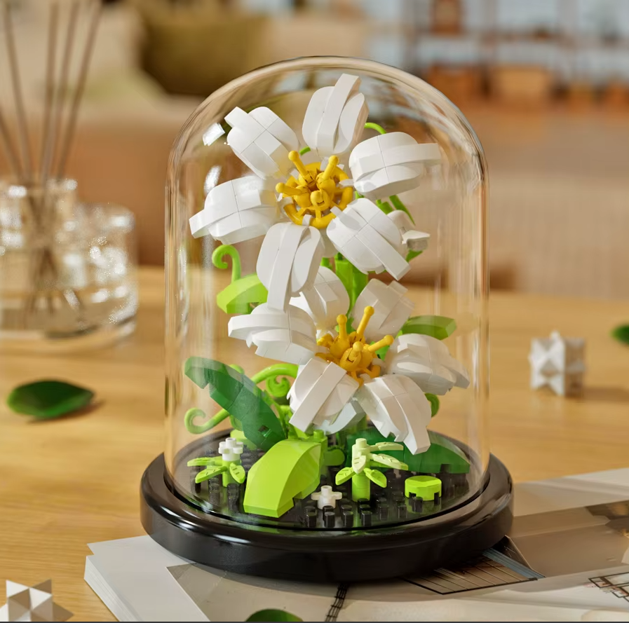 Potted Building Block Simulation Succulent Bouquet Creative Puzzle Building Block Eternal Flower Home Decoration Rose