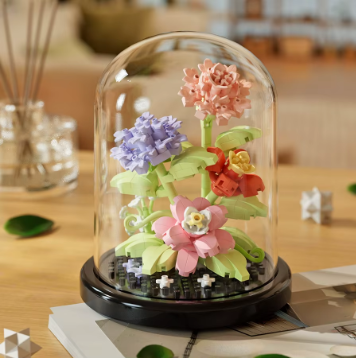 Potted Building Block Simulation Succulent Bouquet Creative Puzzle Building Block Eternal Flower Home Decoration Rose
