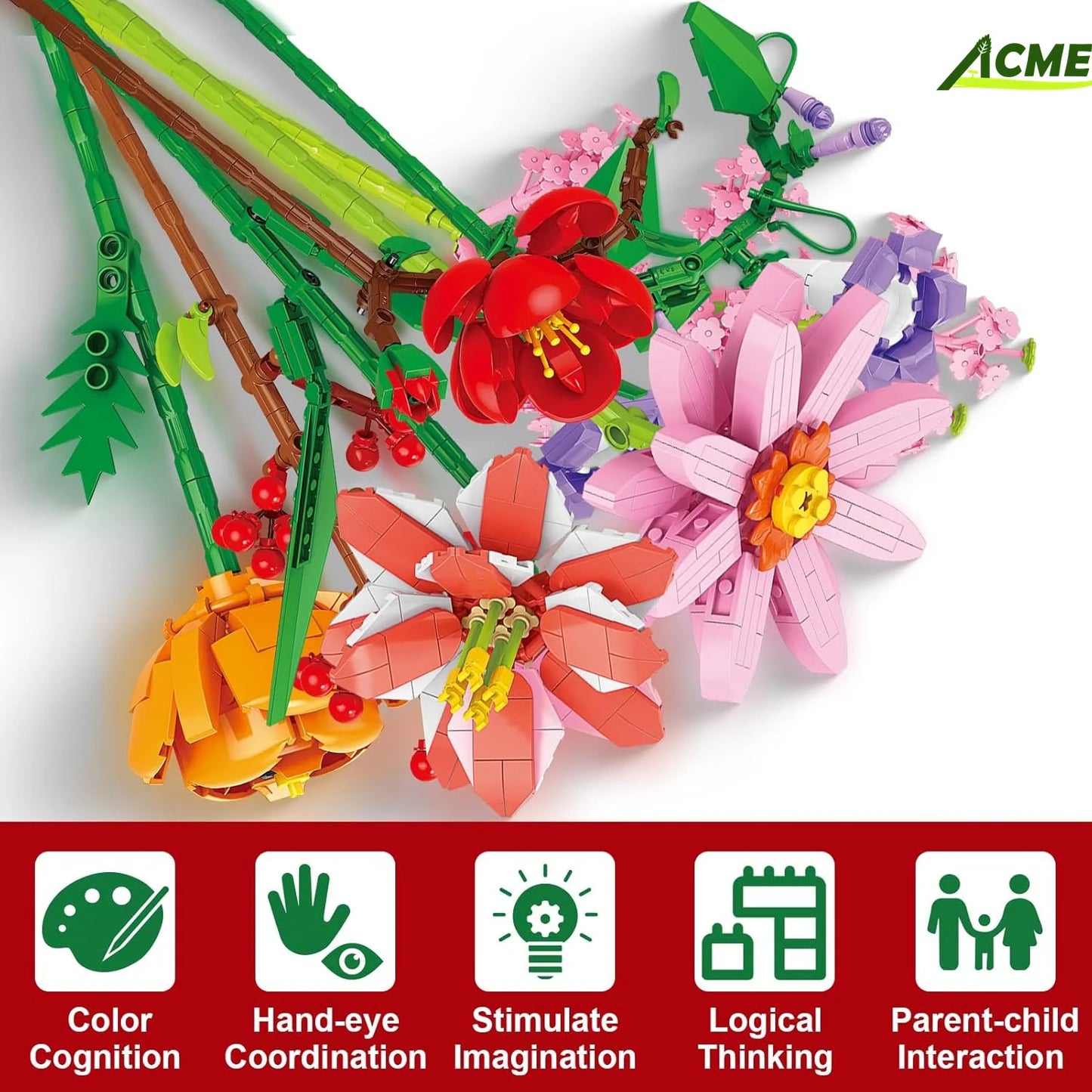 24 Day Advent Calendar Building Blocks Bouquet Set - 24 Days of Creative Christmas Countdown Fun for All Ages!