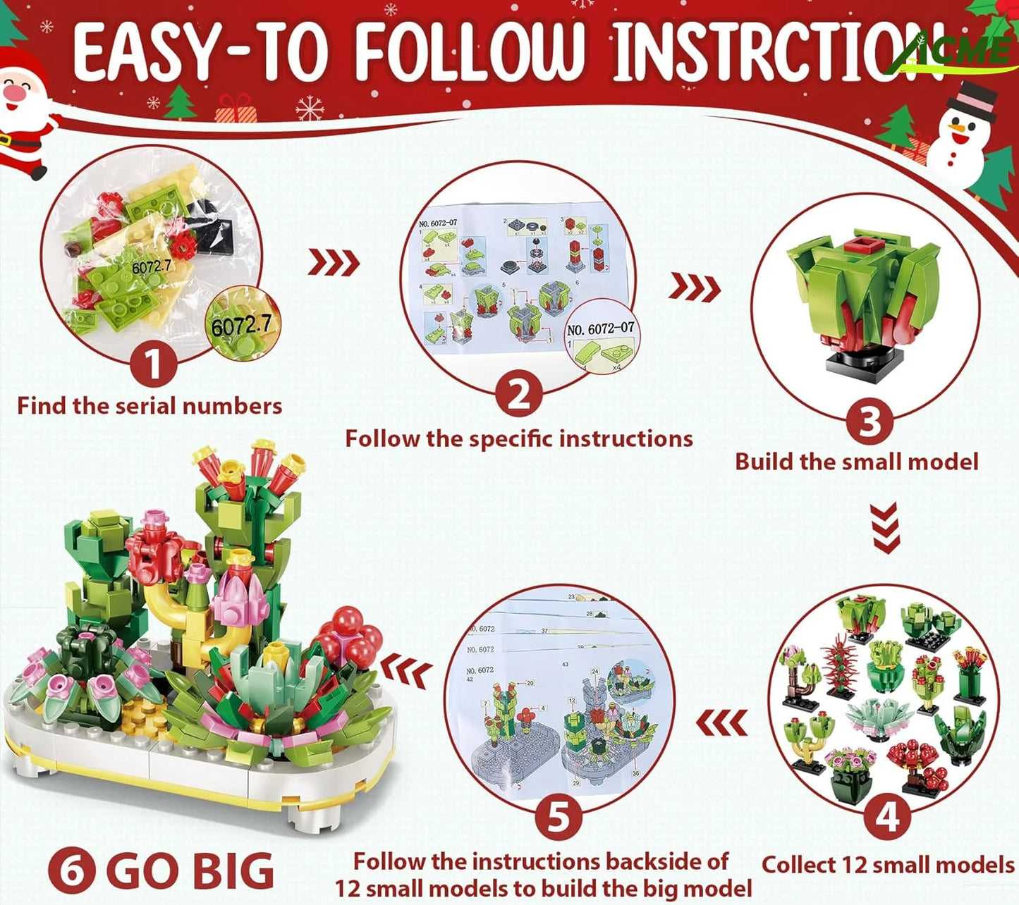 24 Day Advent Calendar Building Blocks Bouquet Set - 24 Days of Creative Christmas Countdown Fun for All Ages!